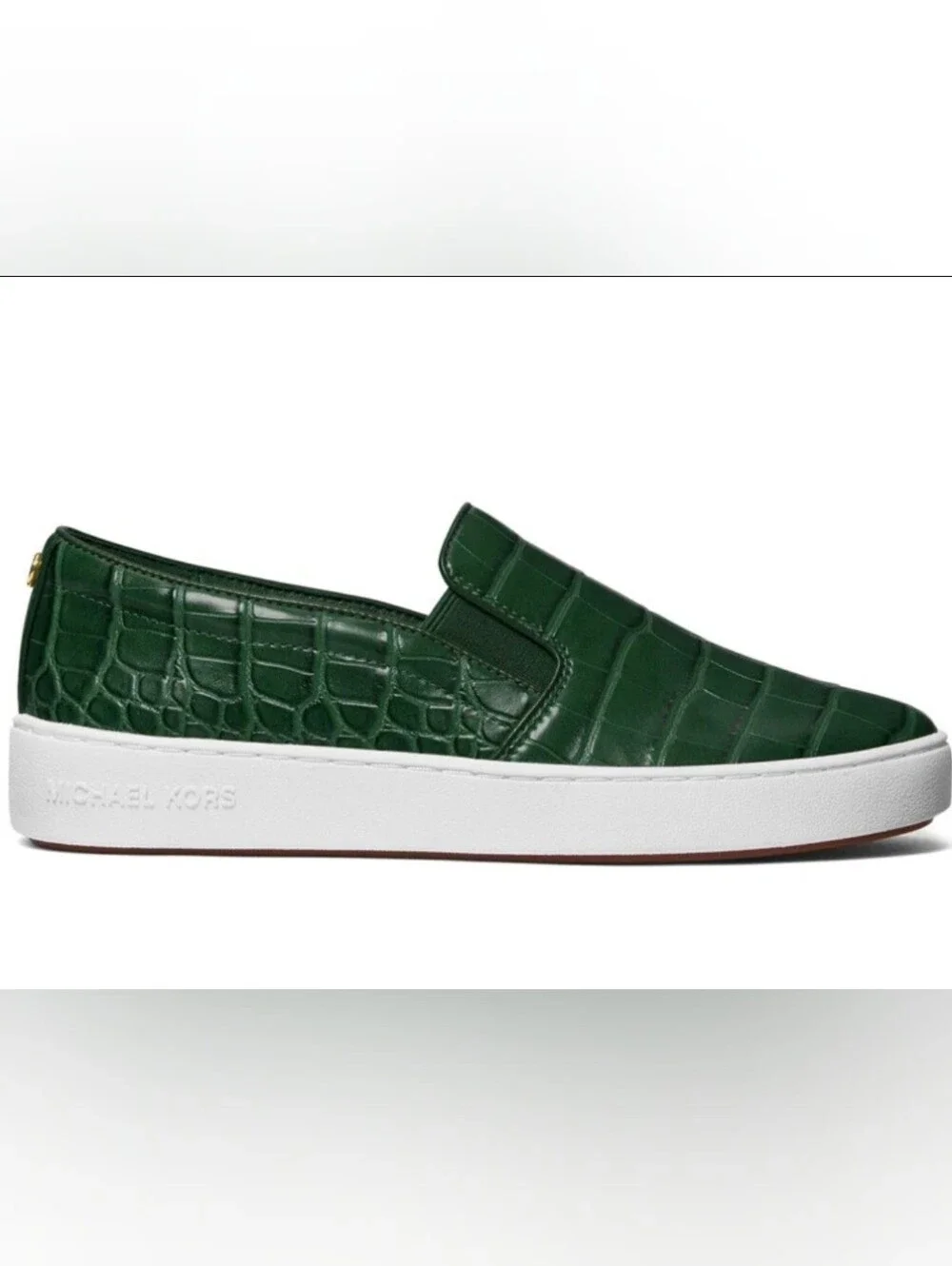Michael Kors Green Croc-Embossed Slip-On Sneakers